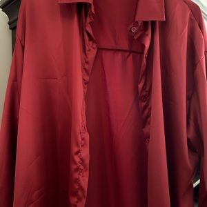 XL button down silky shirts. Light brown and cranberry wine color. Hardly worn